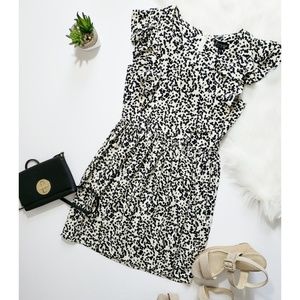 Topshop Navy & Cream Messy Dots Ruffle Mini Dress
